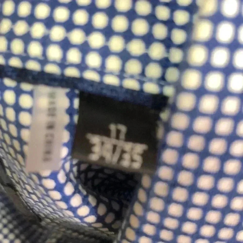 Bugatchi men’s dress shirt button up 17/34/35 blue and white - Picture 7 of 14